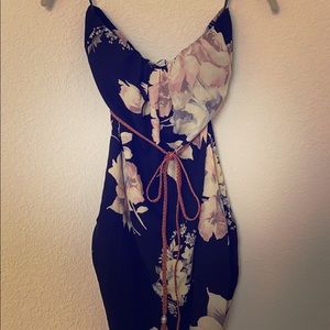 strapless floral mini dress